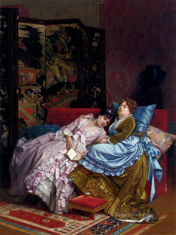 An Afternoon Idyll woman Auguste Toulmouche Oil Paintings